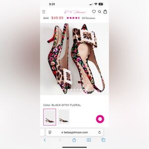 NWT Betsey Johnson Birdy Ditsy Floral Slingback Kitten Heel Size 7.5 Womens